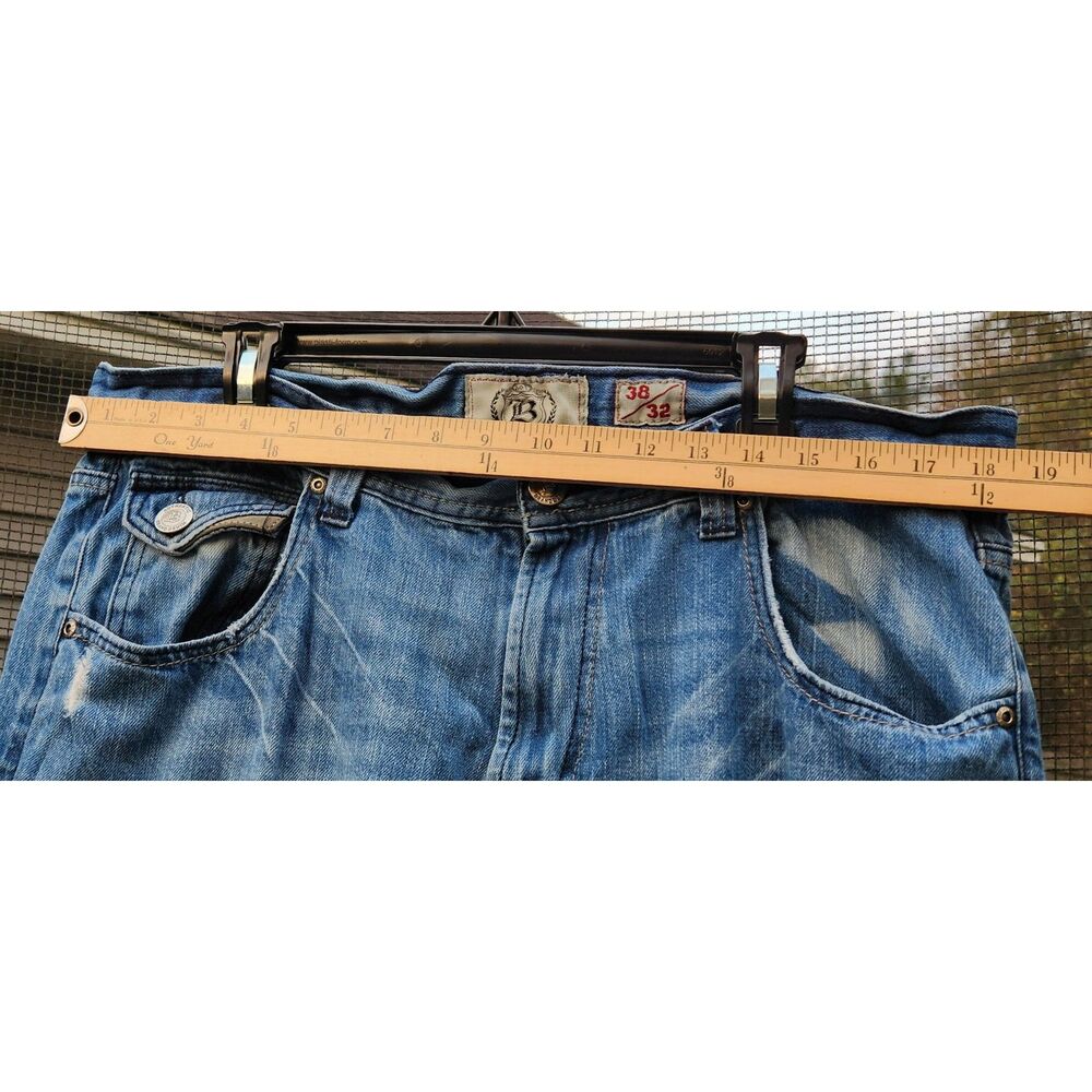 Basic Code Mens Jeans W38 L32 Straight Leg Light Wash Denim Everyday Classic - Picture 7 of 9